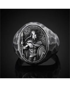 European And American Style Domineering Men's Ring Nostalgic Warrior Oval Trend Ring