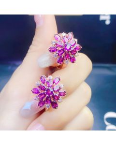 Natural Garnet Purple Tooth Black Luxury Umbrella Ring