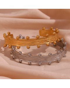 Niche Stainless Steel 18K Gold Plating Cast Brushed Bracelet