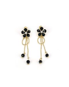 Enamel Earrings Female Flower Long Tassel Inlaid Zircon Earrings
