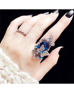 Creative Crystal Butterfly Ring 2-Piece Set