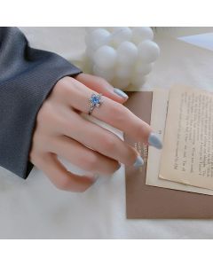 Retro Diamonds Snowflake S925 Sterling Silver Ring Sapphire