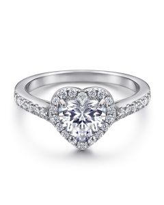 Simulation Diamond Ring Female S925 Sterling Silver Inlaid Zircon Heart-shaped Ring