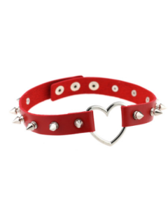 Pointed Studs, Peach-Shaped Heart-Shaped PU Leather Necklace, Collar, Neckband