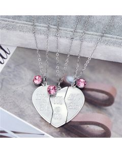 Fashion Creative Mother's Day Three Puzzle Titanium Steel Necklace