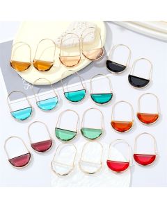 Semi-circular Transparent Crystal Glass Earrings Personalized Geometry
