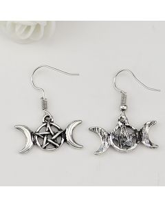Popular Star Moon Witch Witchcraft Magic Logo Earrings Ear Hooks