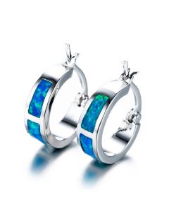 European And American Blue Opal Circle Earrings