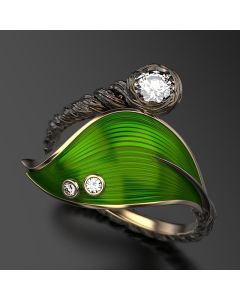 European And American Retro Leaf Rattan Zircon Ring