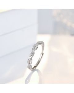 S925 Sterling Silver Twist Micro Inlaid Zircon Exquisite Adjustable Fashion Female Korean Style Ring
