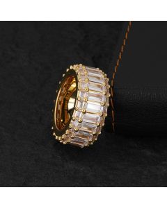Men's Fashion Personalized Three-row Square Zircon Ring
