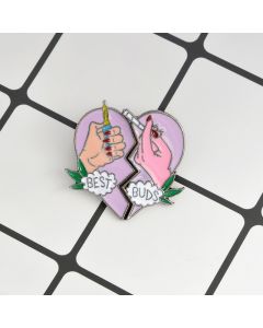 Creative BESTBUDS Two-petal Love Cigarette Lighter Alloy Dripping Oil Cartoon Brooch