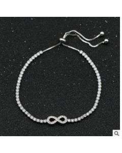 17KM Cubic Zirconia Infinity Bracelets For Women Rose Gold Silver Color Charm Bracelet & Bangle Fashion Geometric Jewelry Gifts