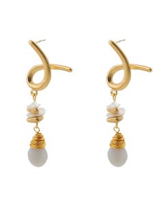 Bi Heart Earrings Female Small  Jelly Blue Natural Stone Earrings Antique Wild Creative Earrings
