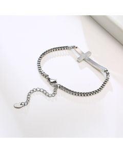 Cross Box Chain Bracelet Steel Color For Women