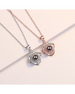 S925 Sterling Silver Four-leaf Clover Projection Necklace Women