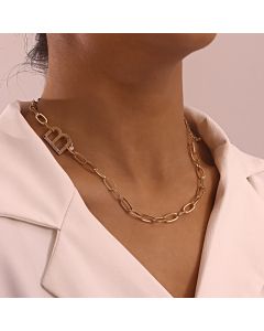 Paperclip Bamboo Link Chain Diamond Exaggerated Letter B Necklace