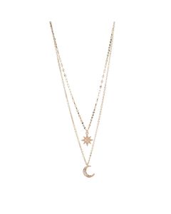 Actress Moon 925 Double Six Pointed Star Necklace