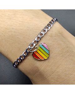 Colorful Gay Couple Peach Love Heart Shaped Bracelet