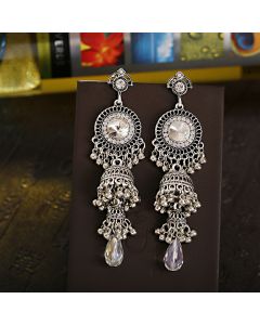 Micro Diamond Studded Tassel Earrings