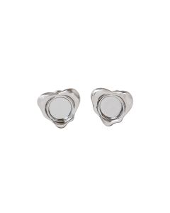 Sweet Heart-Shaped Temperament Female Net Red Stud Earrings Silver Needle Earrings