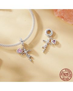 Retro Style Faith Pendant S925 Sterling Silver White Gold Plated Beaded Loose Beads
