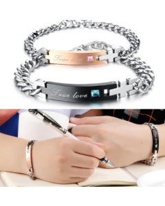 Exquisite Zircon Couple Titanium Steel Bracelet