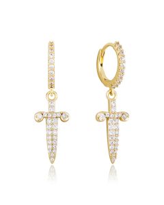 Dagger And Sword Female Earrings Full Of Zircon