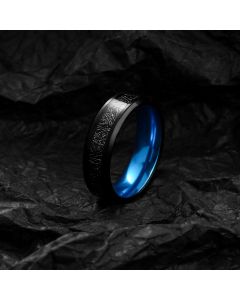 Titanium Steel Ring Imitation Black Meteorite From Europe And America