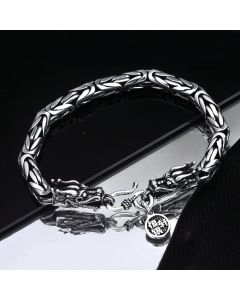 Men's Trendy Vintage Thai Silver Double Chinese Dragon Heads Bracelet