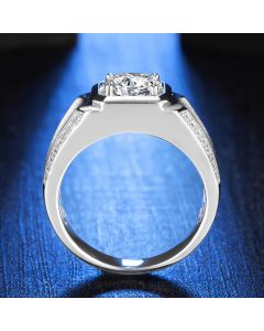 Simple Four Prongs 1 Carat Moissanite Men's Ring