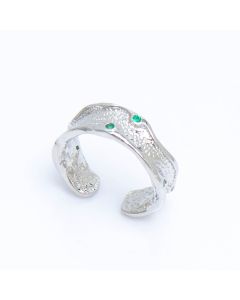Simple Niche Wave Tin Foil Ring Inlaid With Brick Plating