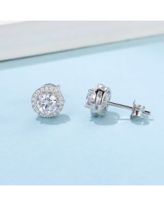 Round Bag Ear Studs Four-claw Moissanite Stud Earrings