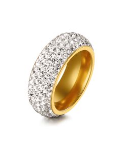 Five-row diamond ring with diamonds in titanium