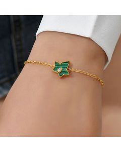 Korean Style Titanium Steel Malachite Bracelet 18K Gold Non-fading Affordable Luxury Fashion Stainless Steel Bracelet Female High Sense