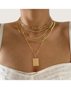 Fashion Copper Chain Micro Inlaid Rhinestone Set Necklace