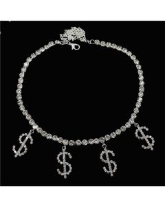 Jewelry Fashion Personality Dollar Sign Pendant Shiny Rhinestone Clavicle Chain Necklace