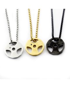 Hip Hop Fashion Fitness Dumbbells Sports Accessories Barbell Necklace Tide Pendant Titanium Steel Jewelry