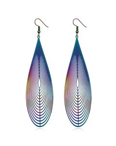 Openwork water drops colorful earrings
