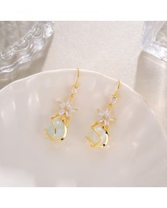 Geometric Opal Simple Temperament Earrings