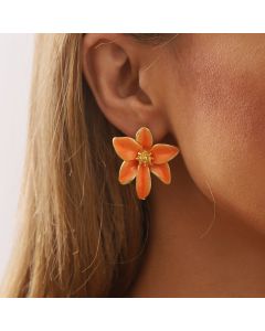Vintage Color Enamel Flower Stud Earrings