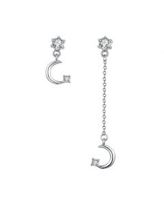 Asymmetric star and moon s925 silver earrings