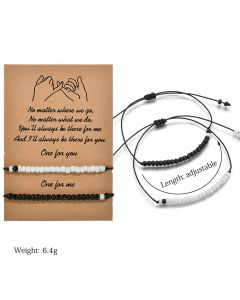 Simple Black And White Rice Bead Double-layer Bracelet Hand-woven Blessing Lovers Friendship