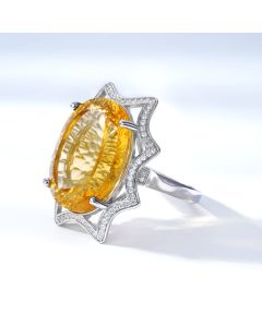 Women's Simple And Natural Large Citrine Ring