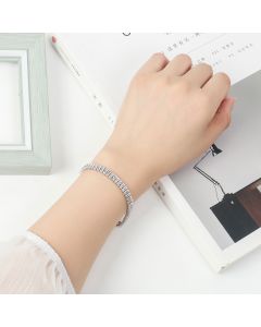 Fashionable Personality Thick Chain Rectangular Zircon Silver Elegant Temperament Full Diamond Ice Clear Bracelet
