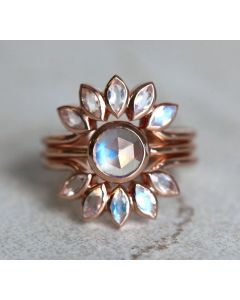 Ins Hand Ornament Sunflower Three Piece Ring