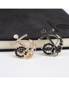 High-end Navy Sailboat Rudder Anchor Men's Brooch