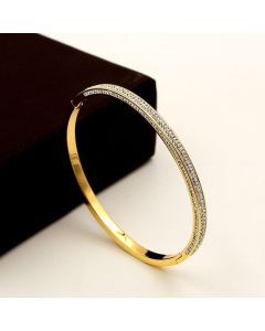 Double Row Drill Zircon Full Star Gold Titanium Steel Bracelet