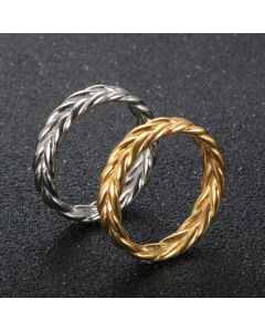 Stainless Steel Wheat Ear Ring 18K Gold Plated