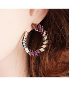 Eco-Alloy Diamond And Pearl Notched Sunflower Earrings